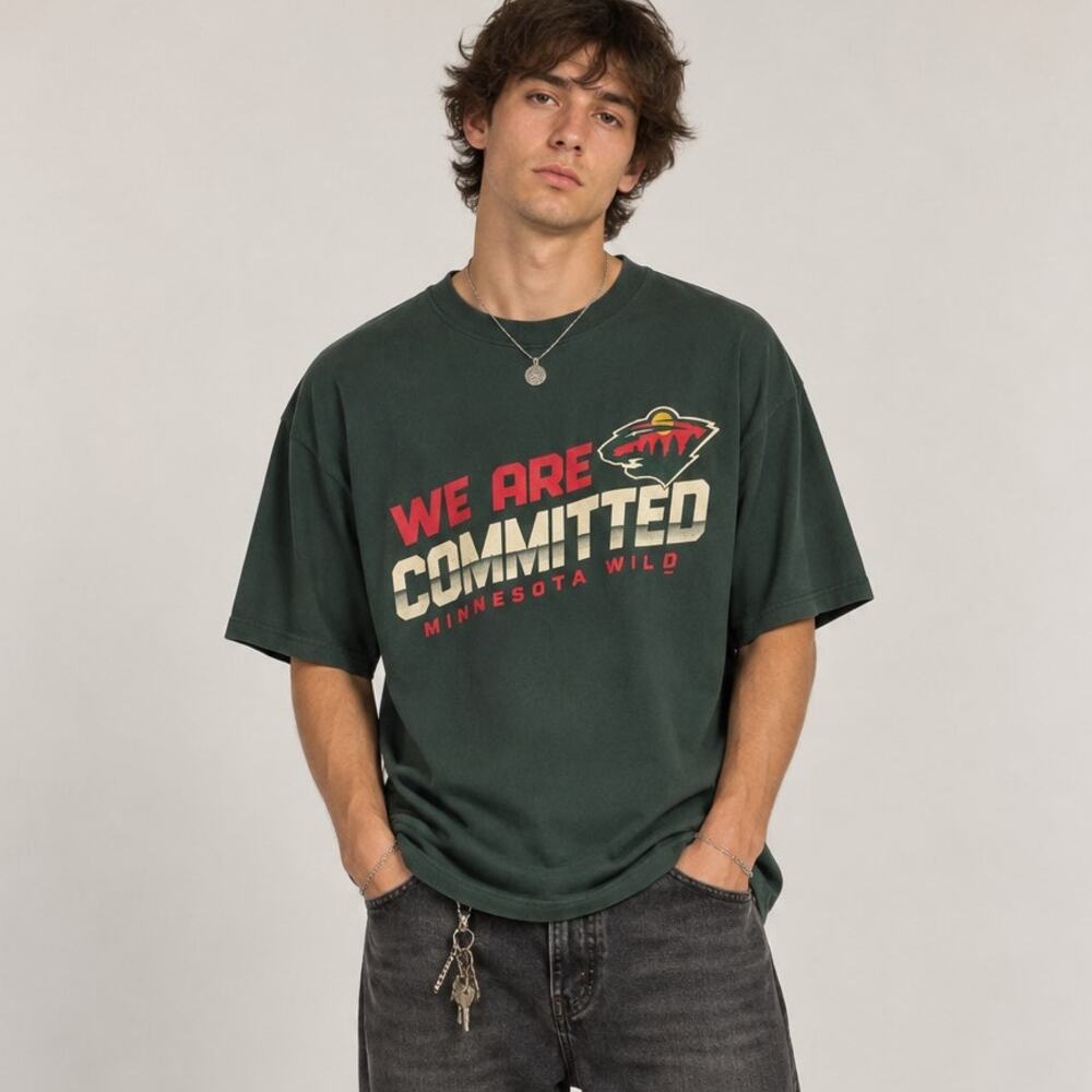 NEW Minnesota Wild NHL Hockey T-Shirt XL Green We Are Committed Top Official